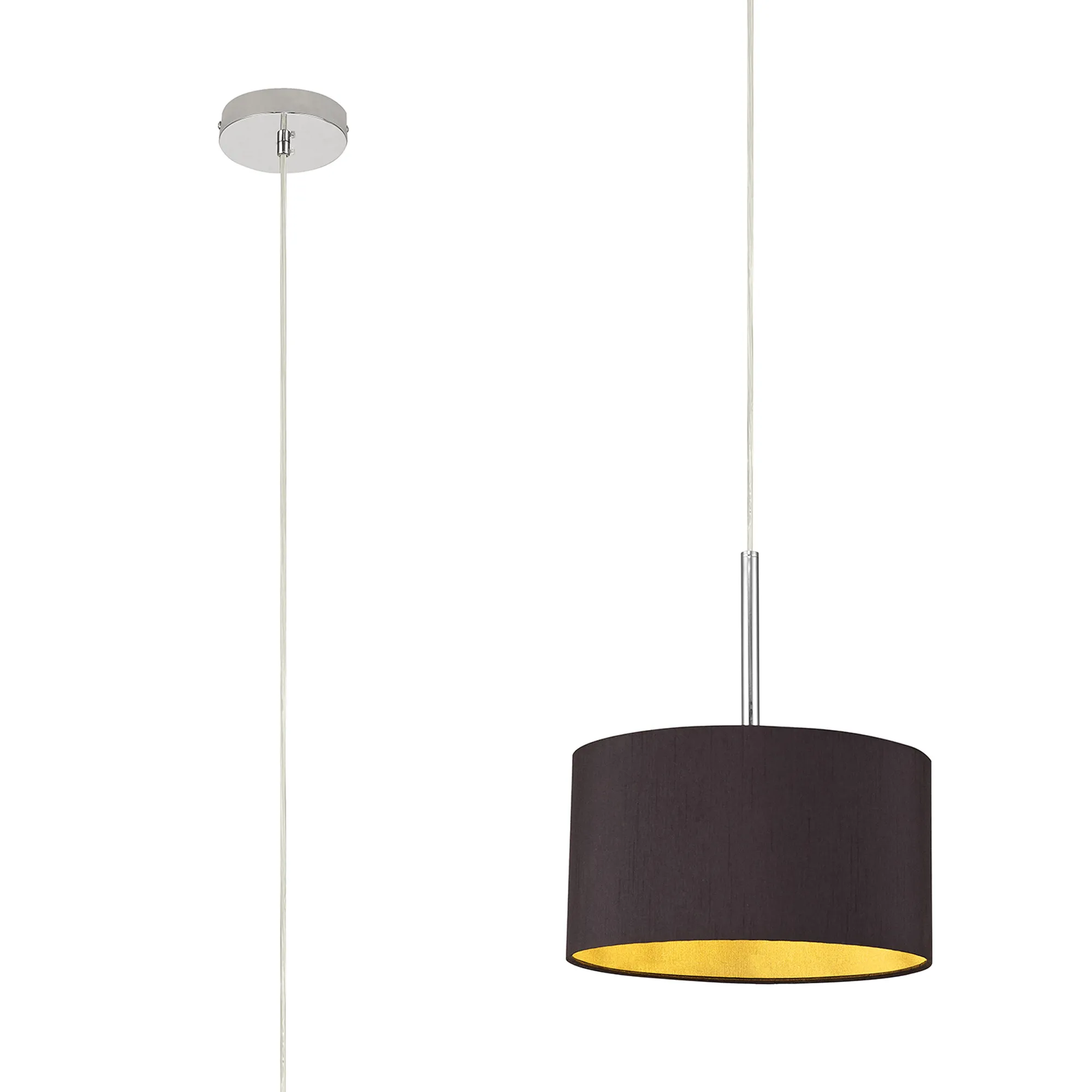 DK0123  Baymont 30cm Pendant 1 Light Polished Chrome, Midnight Black/Green Olive